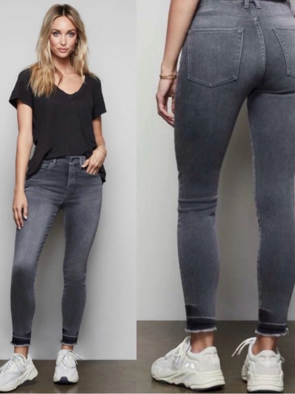 Good American Gray High-Rise Skinny Jeans